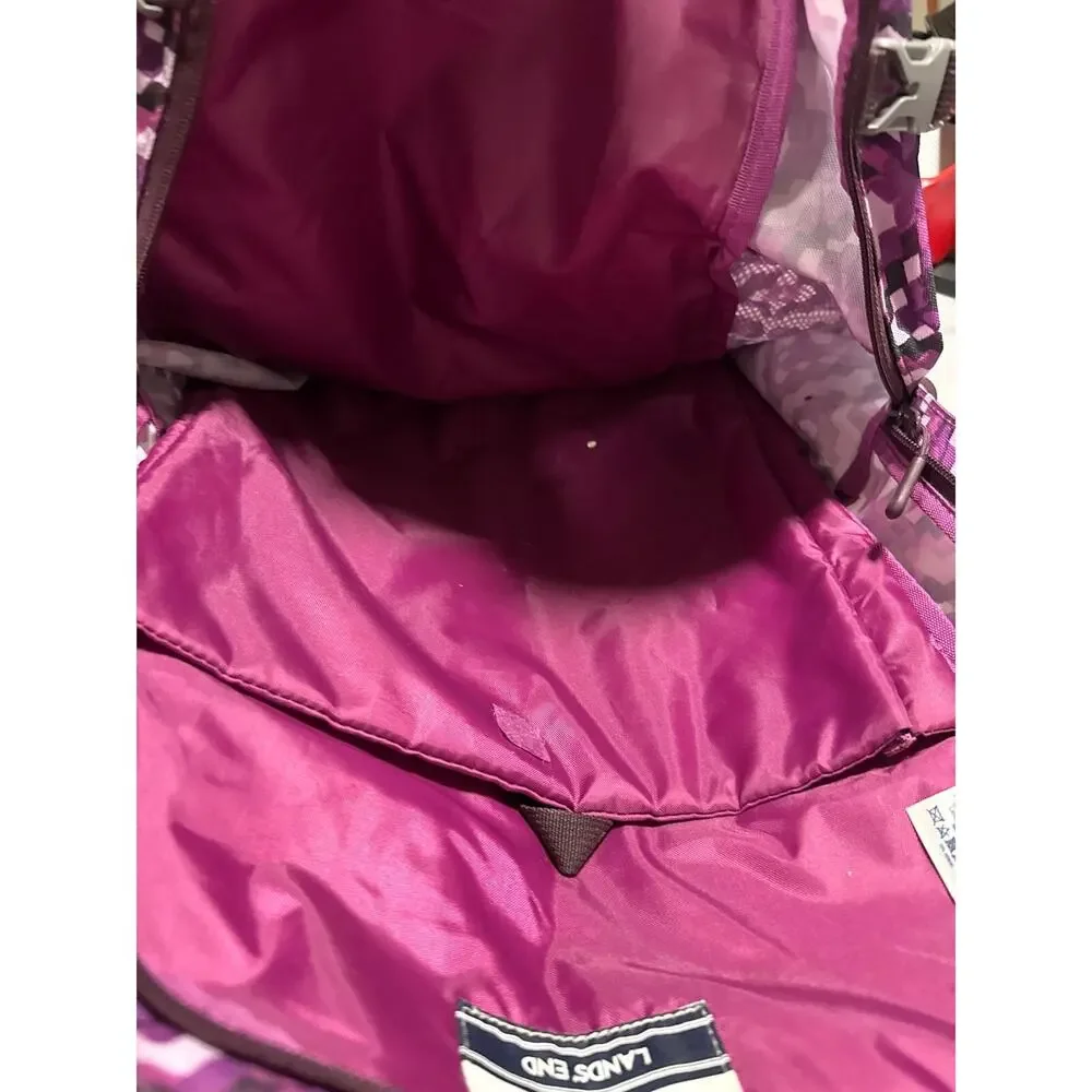 Lands' End ClassMate Large TechPack Backpack Purple Pink Geometric
